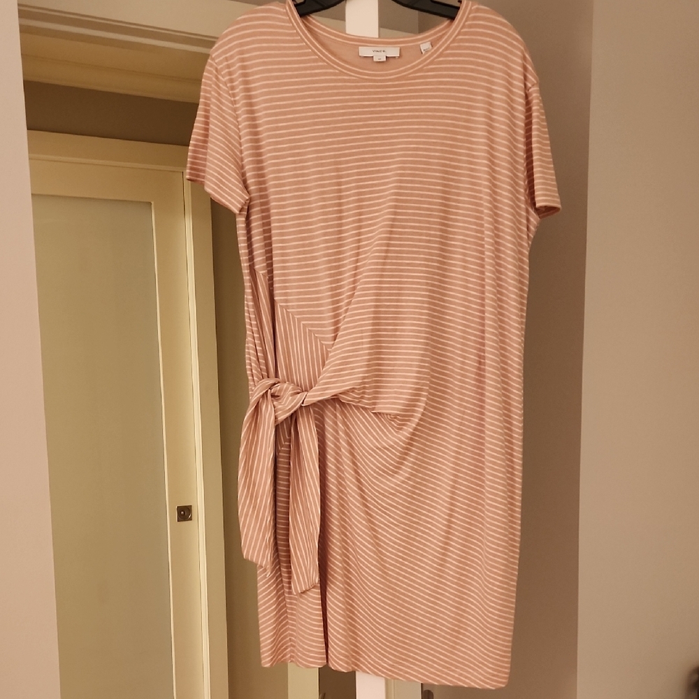 Vince Blush Striped Tie-Front Mini Dress